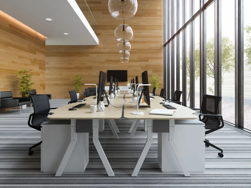 sauberes büro nach einer büroreinigung